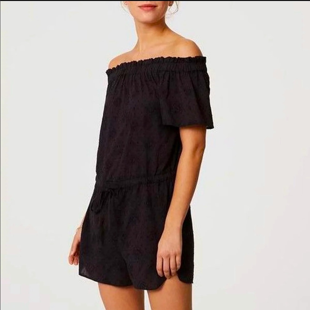 LOFT Off The Shoulder Black Romper